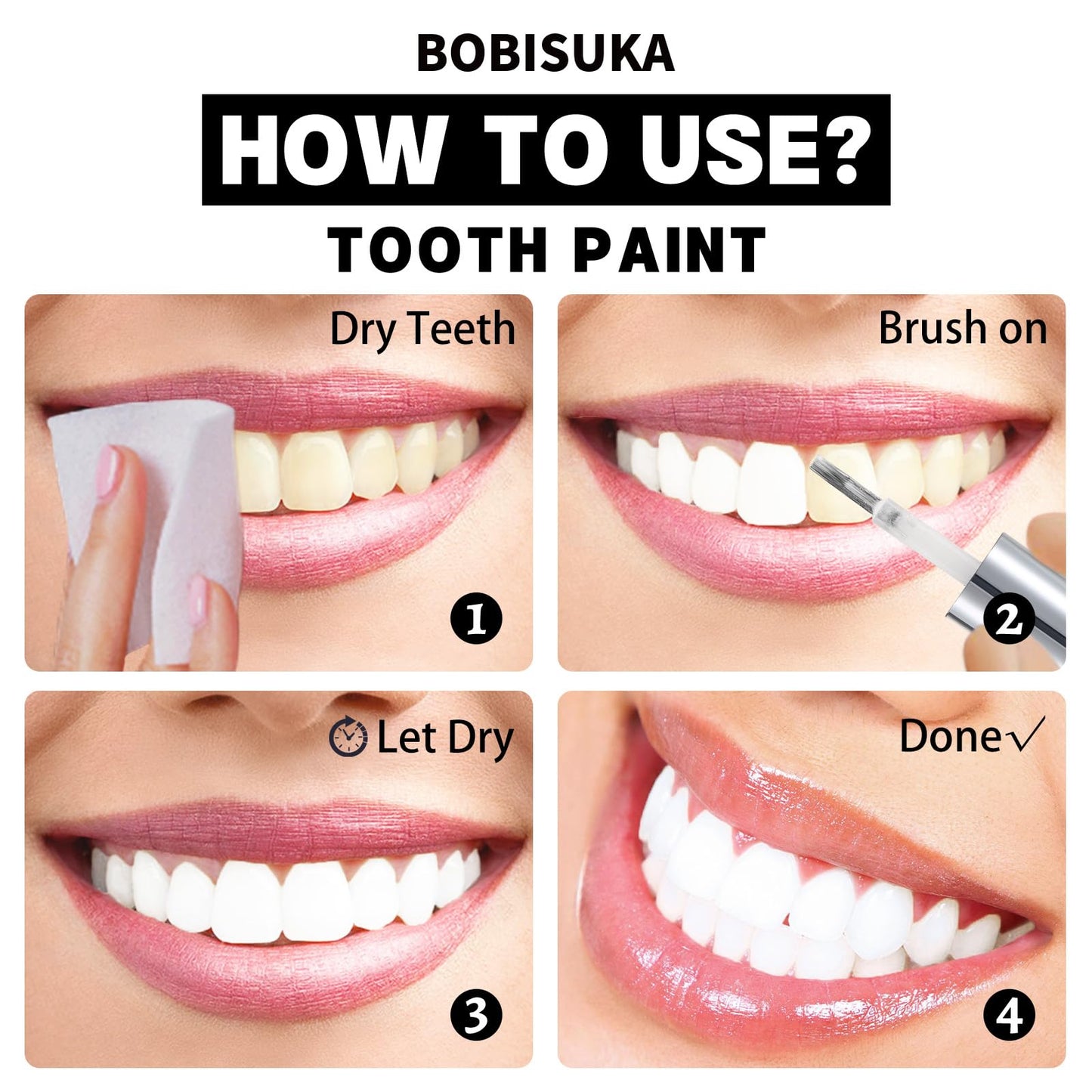 BOBISUKA White Tooth Paint, Instant Bright White Vampiric Tooth Costume - No Streak, Safe, Long Last Tooth Makeup FX Paint, Perfect for Cosplay, Halloween Makeup, Theater, and Special Effects (5 ml)