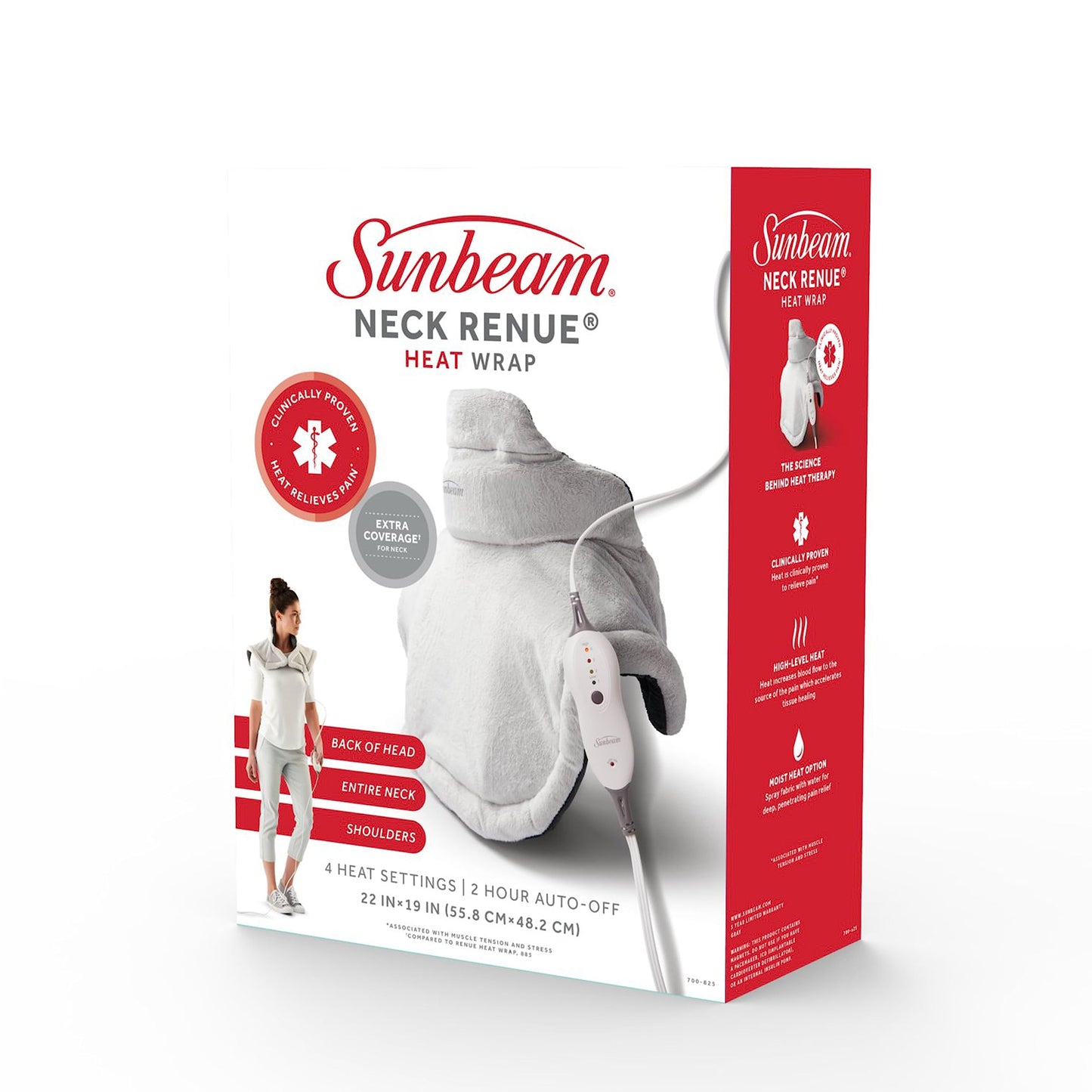 Sunbeam Contoured Heating Pad for Neck & Shoulder Pain Relief with Auto Shut Off Moist Heating Option 22 x 19 Grey