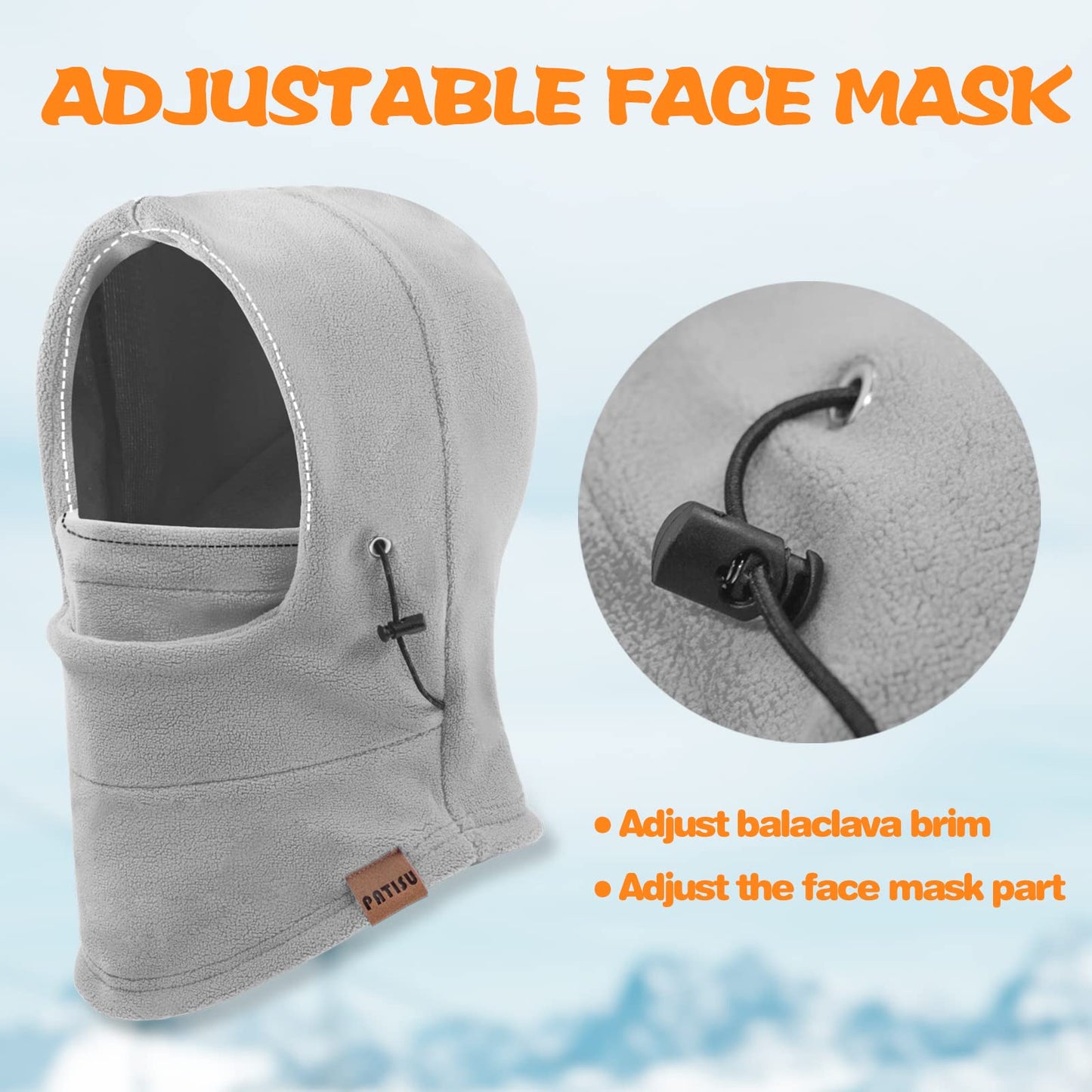 Kids Balaclava Windproof Ski Mask Cold Weather Hood Face Mask Neck Warmer for Boys Girls Winter Snow Hat and Face Cover for Children (Grey, 1)