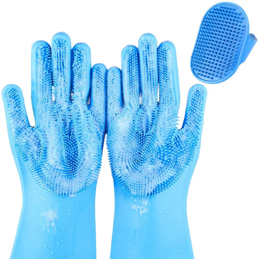 IDQQUQQ 2PCS dog washing gloves and dog bath brush, 2-in-1 pet shower set | Suitable for dogs, cats, bath massage, and pet grooming