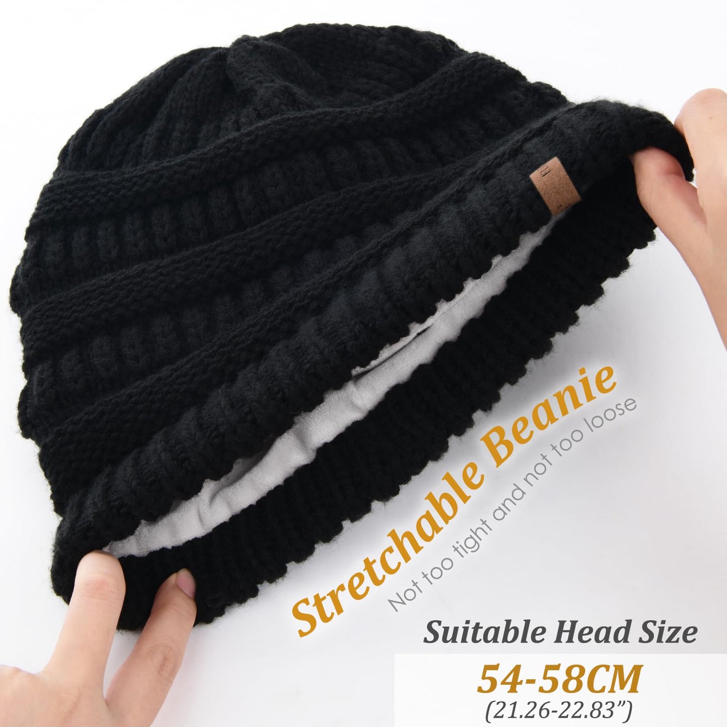 FURTALK Knit Beanie Hats for Women Men Fleece Lined Ski Skull Cap Slouchy Winter Hat 2PCS