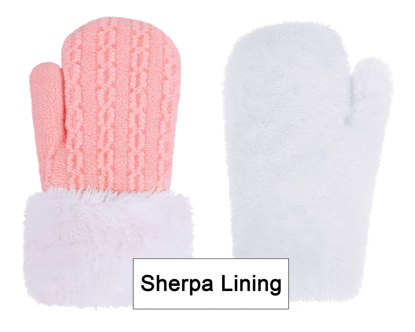 Arctic Paw Kids Gloves Winter Infant Mittens Girls Gloves Outdoor Winter Mitten Sherpa Lined Kids Mittens Toddler Gloves, Purple+Cream+Pink,2-5Y