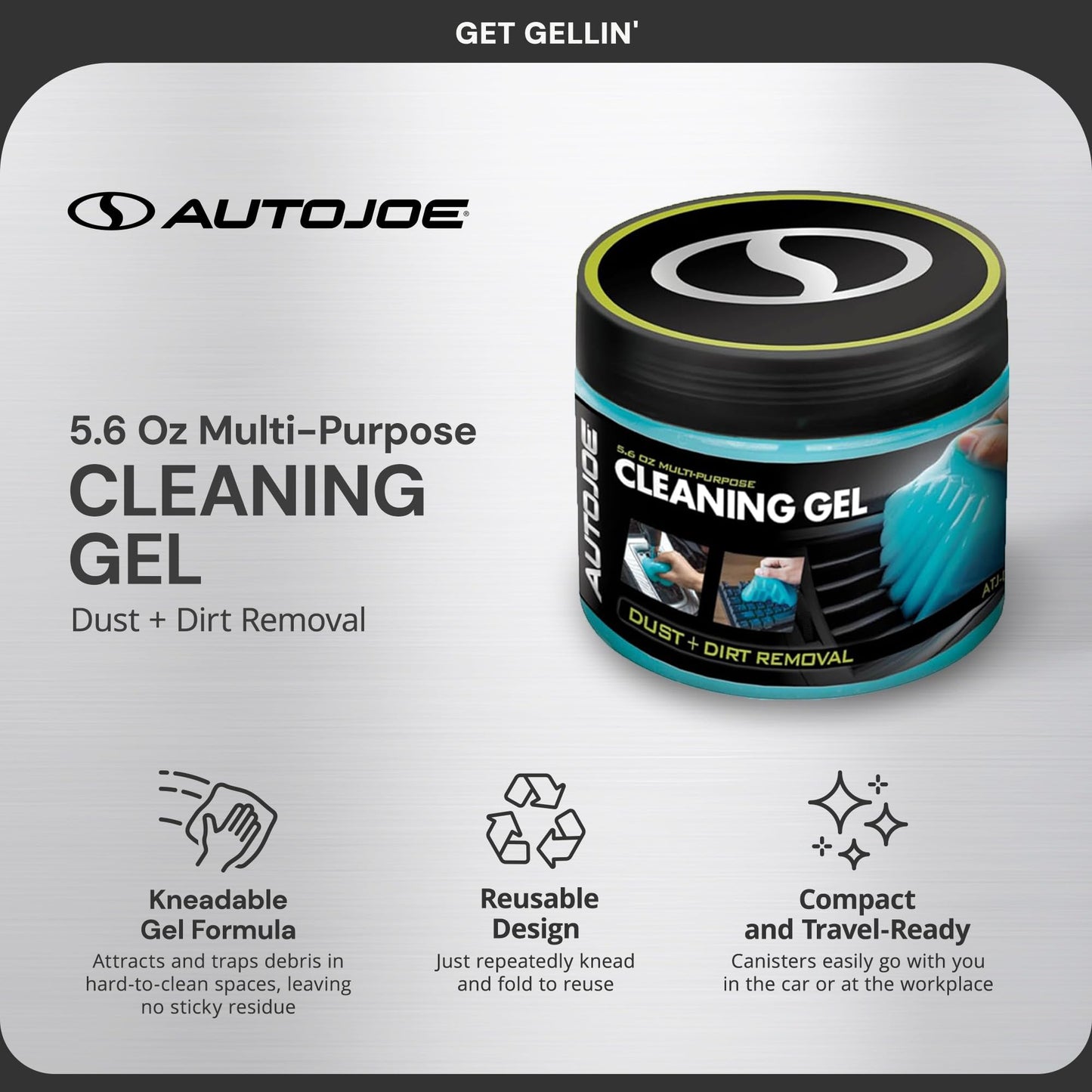 Auto Joe 2-Pack Multi-Purpose Cleaning Gel for Dust and Dirt Removal, 5.6 Ounces