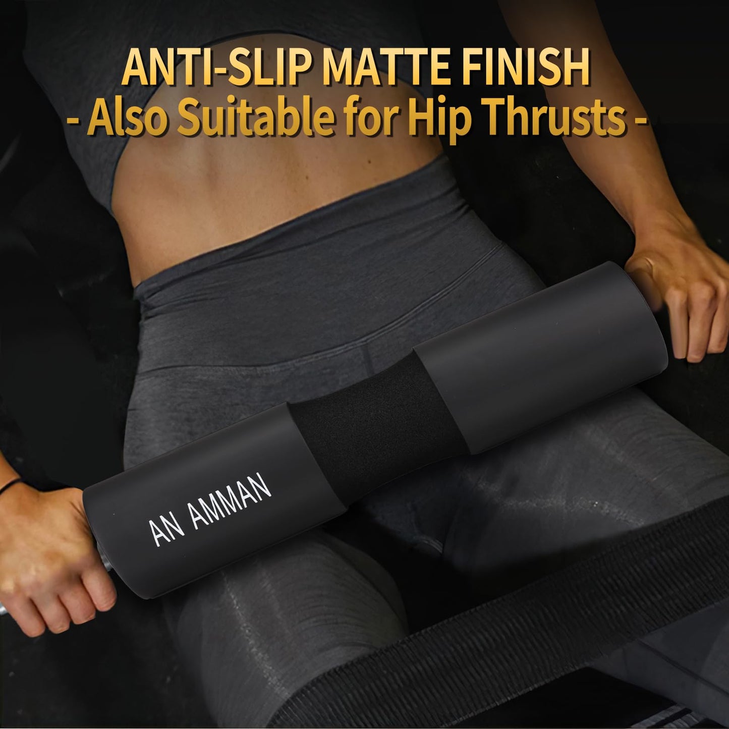 AN AMMAN Barbell Pad Perfect for Squat, Hip Thrust - Relieves Neck and Shoulder Pain Thick Foam Cushion - Gym Workout Smith Machine Thruster Weightlifting Black Marble Pattern AM001PT
