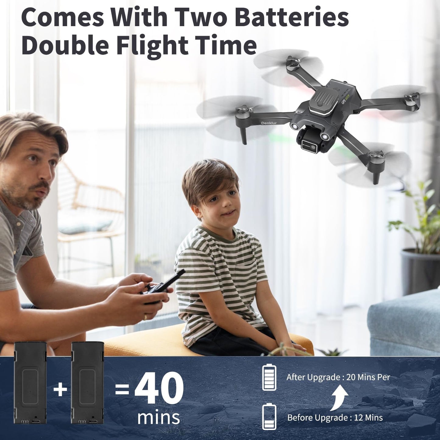 GPS Drone with 4K Camera for Adults, FPV Drones for Kids, Foldable RC Quadcopter with Brushless Motor, Auto Return, Follow Me, Circle Fly, Waypoint Fly, 2 Batteries 40 Mins Long Flight