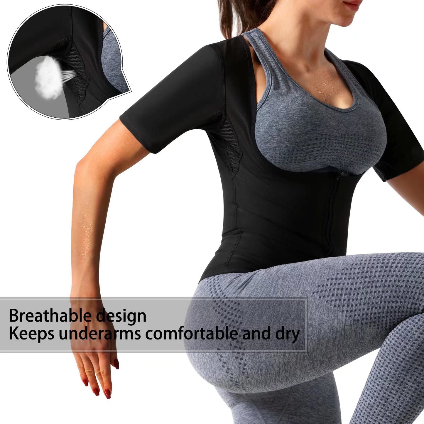 DYUAI Sauna Shirt for Women Sauna Suit for Women Waist Trainer Sauna Sweat Vest Workout Body Shaper Zipper(6005-01WT-L)