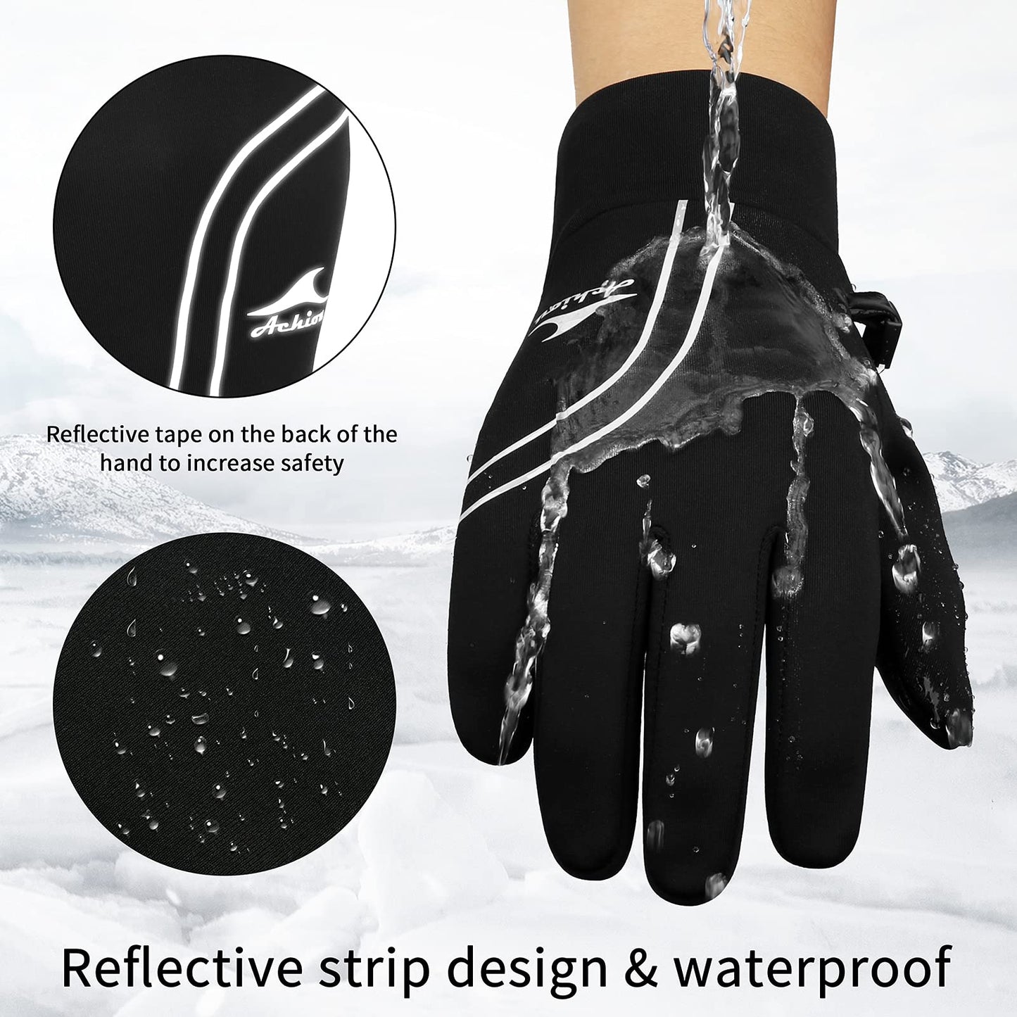 Achiou Winter Running Gloves for Men Women,Lightweight Touchscreen Gloves, Liners Thermal Warm Gloves for Cycling,Driving, Hiking, Walking, Texting