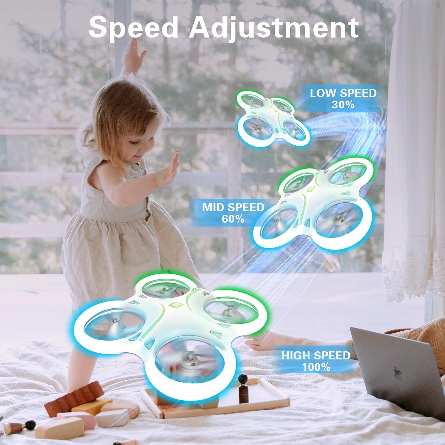 Drones for kids 8-12, Drone for Kid and Beginner, Drone with Led Light, Small Indoor Rc Drone with 360 Flip, 2 Batteries, One Key Take Off Landing, Kids Flying Toy Gift for Boy and Girl