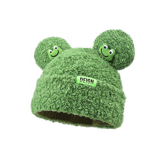 BOLLEY JOSS Womens Winter Beanies Cute Woollike Knitted Frog Hat Women Lady Girl Crochet Sheep Christmas Hats