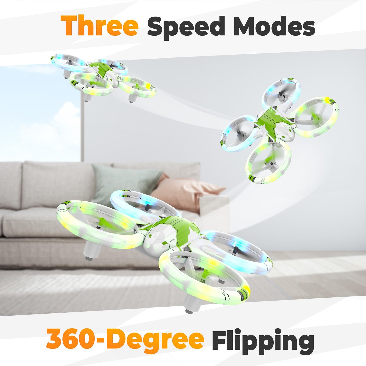 BEZGAR HQ051S Drone for Kids (Upgraded LED Lighting Effect) - Mini Remote Control RC Drones with Altitute Hold, 3D Flip, Headless Mode, Beginners Small Quadcopter, Gifts Toys for Boys Girls Adults