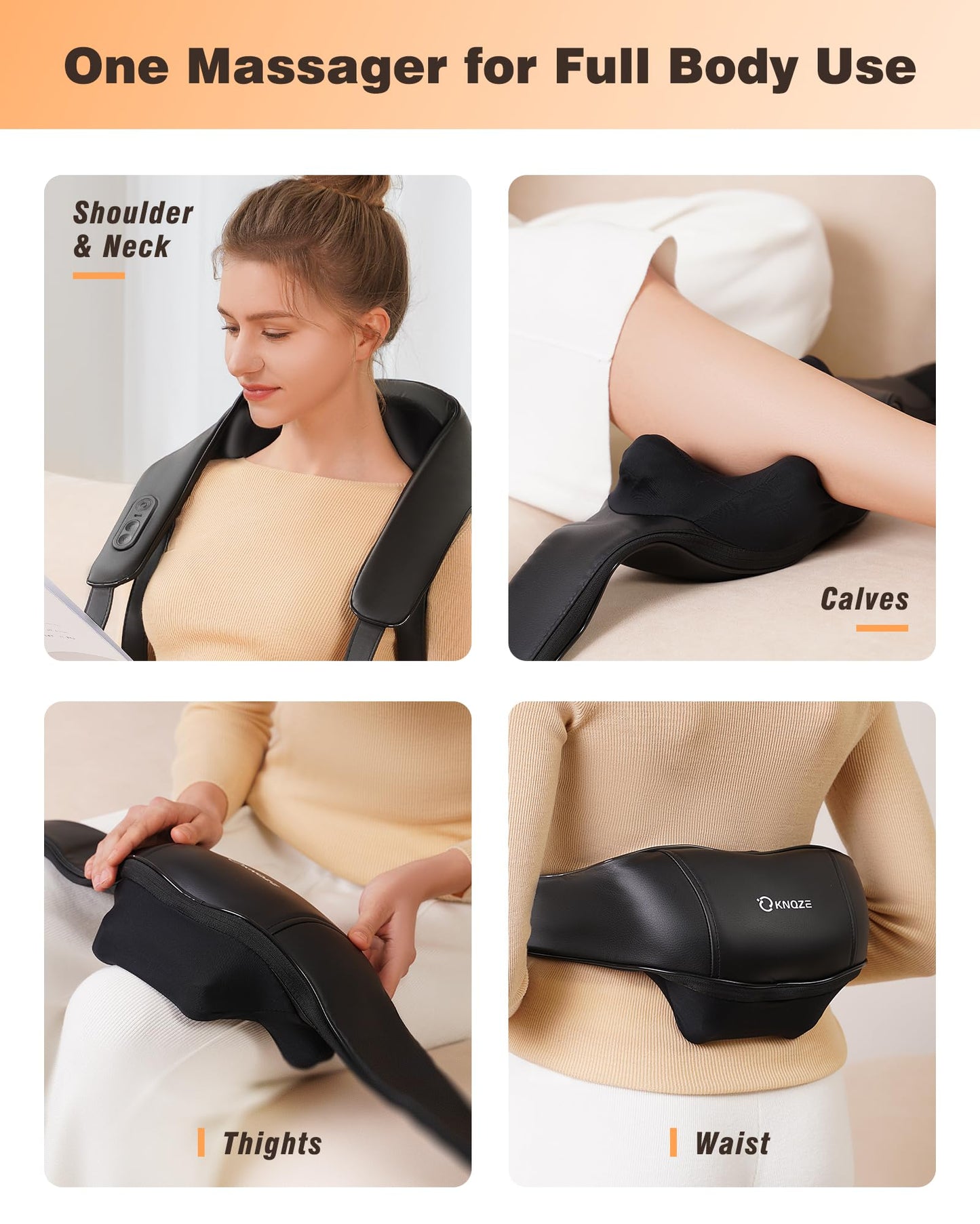 Neck and Shoulder Massager with Heat, Cordless Back and Neck Massager, Upgraded Graphene Heating, 4D Shiatsu Deep Kneading Massage for Shoulder, Back,Leg,Pain Relief, Portable Gifts for Dad Mom Friend