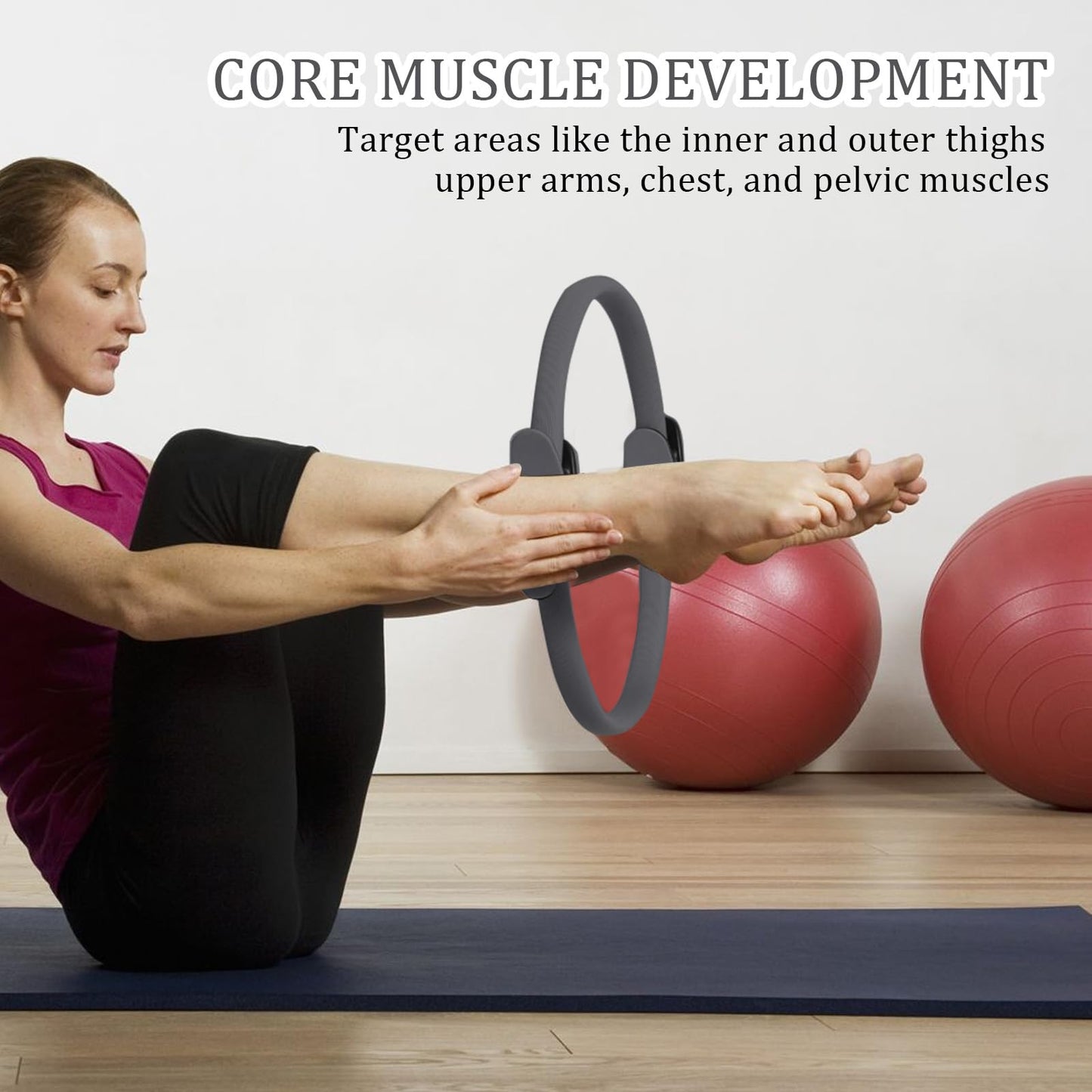 Gavigain Yoga Circle 4 Color Double Grip Yoga Pilates Ring Resistance Circle Portable Fitness Circle for Thigh and Leg Fitness Muscle Lines (Black)