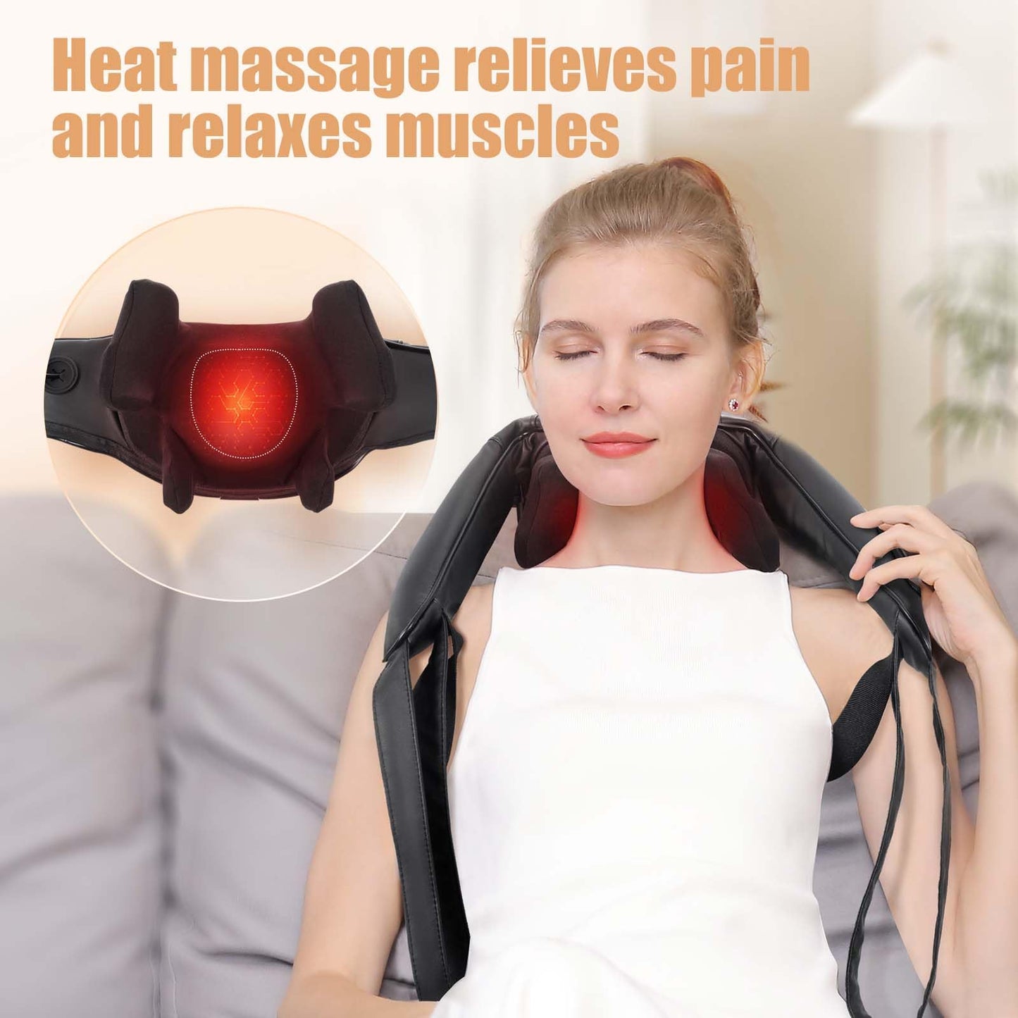 MASGRE Shiatsu Back and Neck Massager, Cordless Shoulder Massager with Heat, Electric Deep Tissue 3D Kneading Massage Pillow for Shoulder, Leg, Body Muscle Pain Relief, Gifts for Men Women