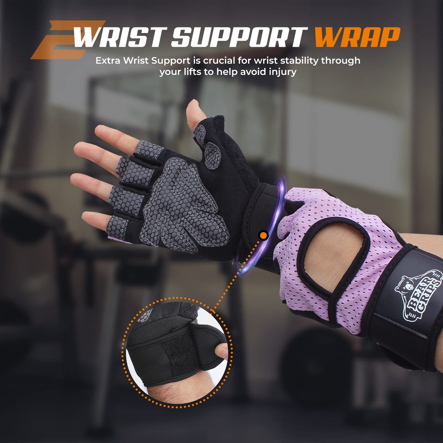 Bear Grips Weight Lifting Gloves for Men & Women | Half Finger Lifting Gloves | Full Finger Workout Gloves for Men | No Finger Exercise Gloves l Compression Weightlifting Gloves | Gym Gloves for Men