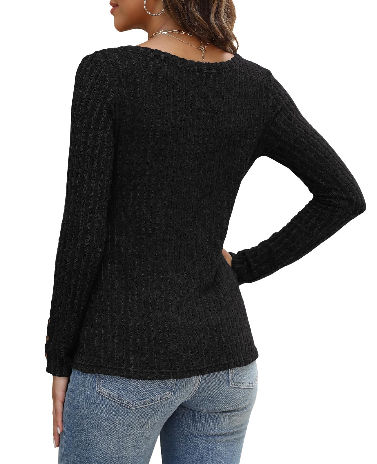 Grace's Secret Long Sleeve Shirts for Women Black Thermal Compression Shirts Fall Winter Sweaters Trendy Black S