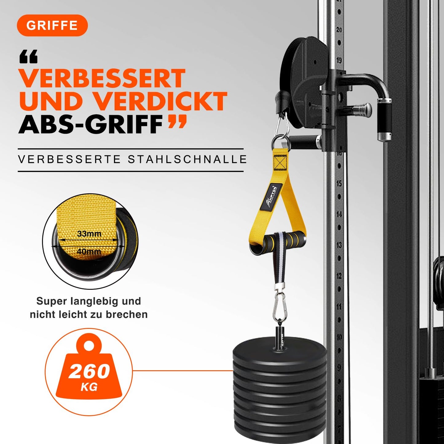 Exercise Handles, D Handle Cable Attachment, Grip Attachments for Cable Machine Pulleys, Resistance Bands and Strength Trainers, Pull Down Exercise Accessories, Home Gym Exercise Machine Attachments