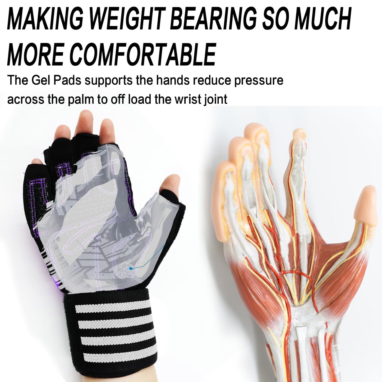 Weight Lifting Gloves for Women Gym Workout with Wrist Support,Padded Half Finger Gloves for Fitness Exercise (Violet, X-Small)