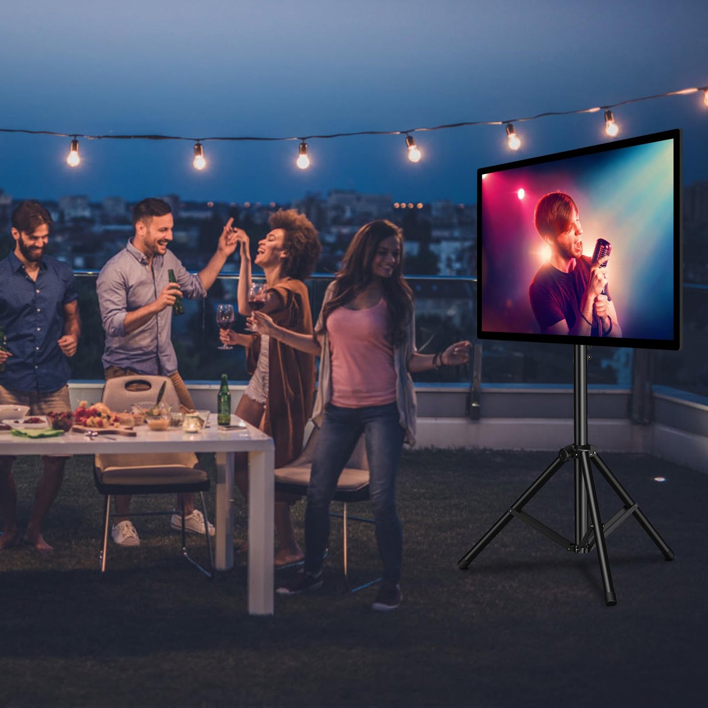 PERLESMITH TV Tripod Stand-Portable TV Stand for 23-70 Inch LED LCD OLED Flat Screen TVs-Height Adjustable Display Floor TV Stand with VESA 400x400mm, Holds up to 88lbs PSTM1