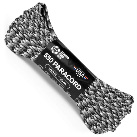 Atwood Rope MFG 550 Paracord 100 Feet 7-Strand Core Nylon Parachute Cord Outside Survival Gear Made in USA | Lanyards, Bracelets, Handle Wraps, Keychain (Urban)
