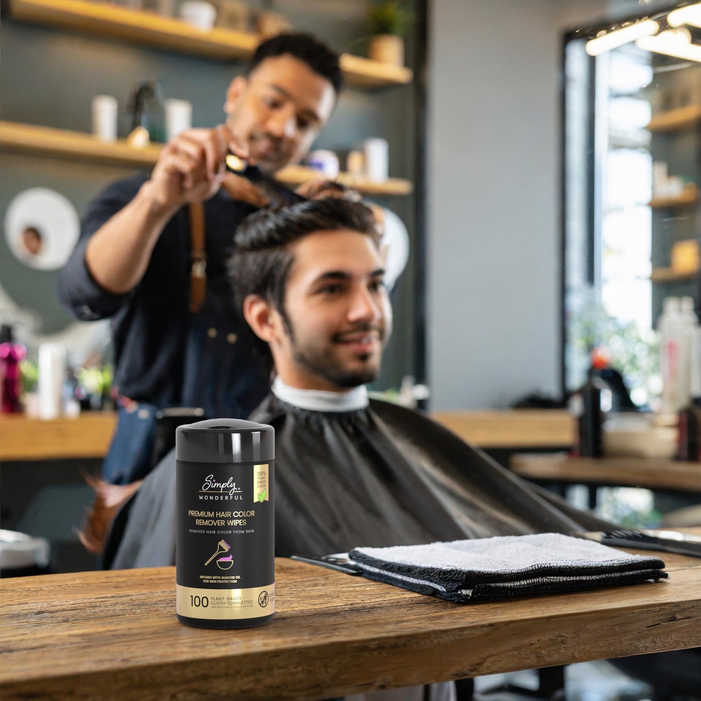 Simply Wonderful Hair Color Remover Wipes for Face & Skin - 100 Count Plant-Based Cloth Towlettes, Non-Irritating Almond Oil Infused for Skin Protection