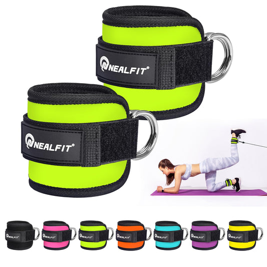 NEALFIT Ankle Strap for Cable Machine, Gym Ankle Cuff for Kickbacks, Leg Extensions, Glute Workouts, Booty Hip Abductors Exercise for Women and Men (Pair, Green)