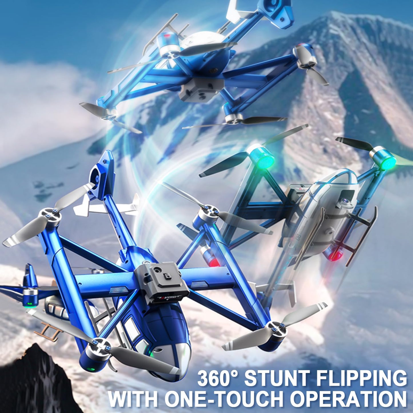 Losbenco Camera Drone for Kids 8-12 & Adults, Beginner-Friendly Mini Drone with 360° Flips, One-Key Take Off/Landing, Headless Mode, 2 Batteries, RC Quadcopter Toys for Boys Girls