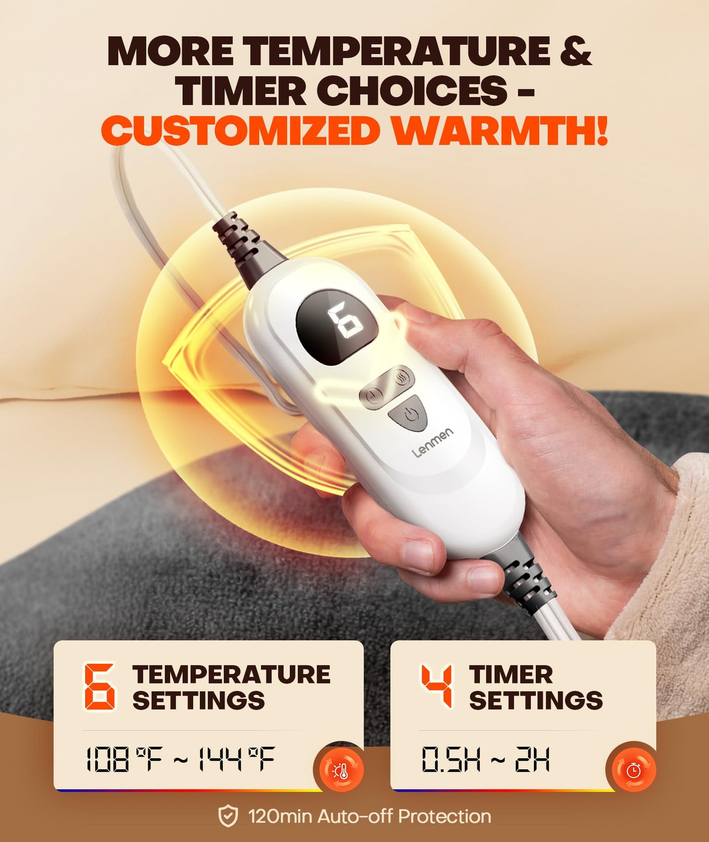 Lenmen Graphene-Infused 1Min Fast Heating Pad, Deeper Pain Relief Weighted Heating Pads for Neck and Shoulders and Back, Heated Wrap with 6 Heat Options 4 Auto Timer, Gifts for Men Women Mom Christmas