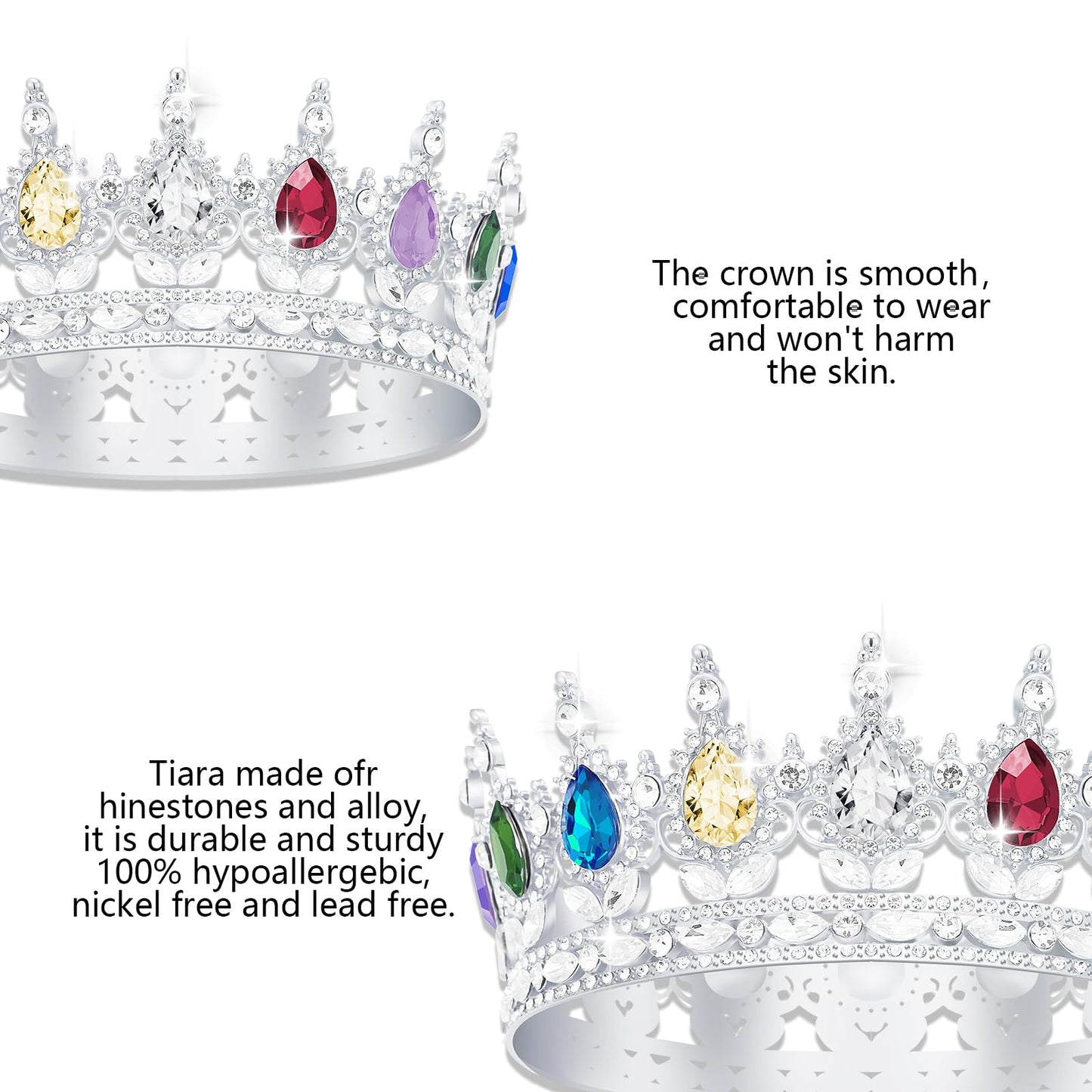 YOUlDIANZI Queen Crown Rhinestone Wedding Crowns and Tiaras for Women Costume Party Hair Accessories Princess Birthday Crown Crystal Bridal