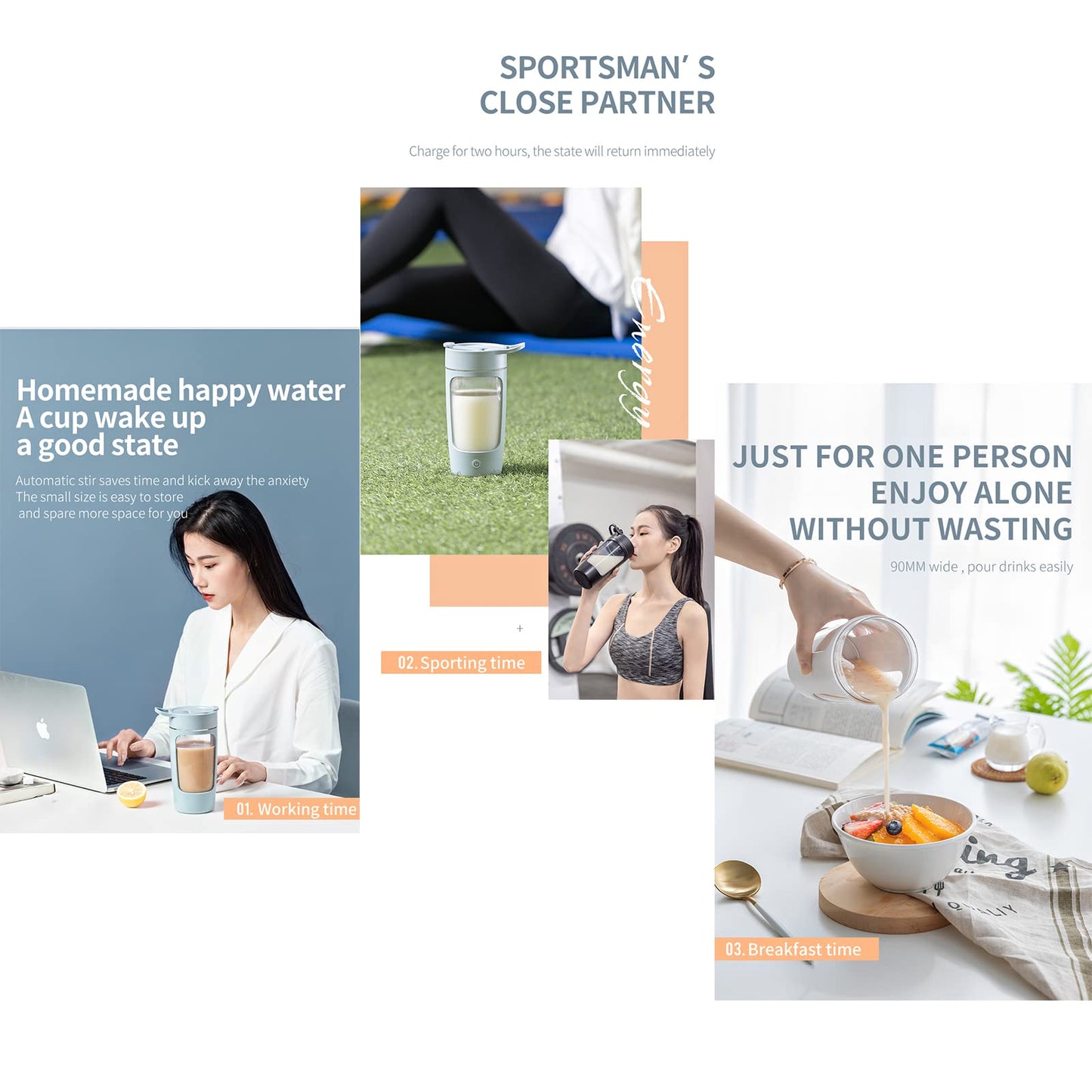 Daasigwaa Electric Shaker Bottle, Blender Bottles For Protein Mixes, | Tritan | BPA Free| Portable Mixer Cup, Rechargeable Shake Cups And Meal Replacement Shakes, 22 oz(Pink)