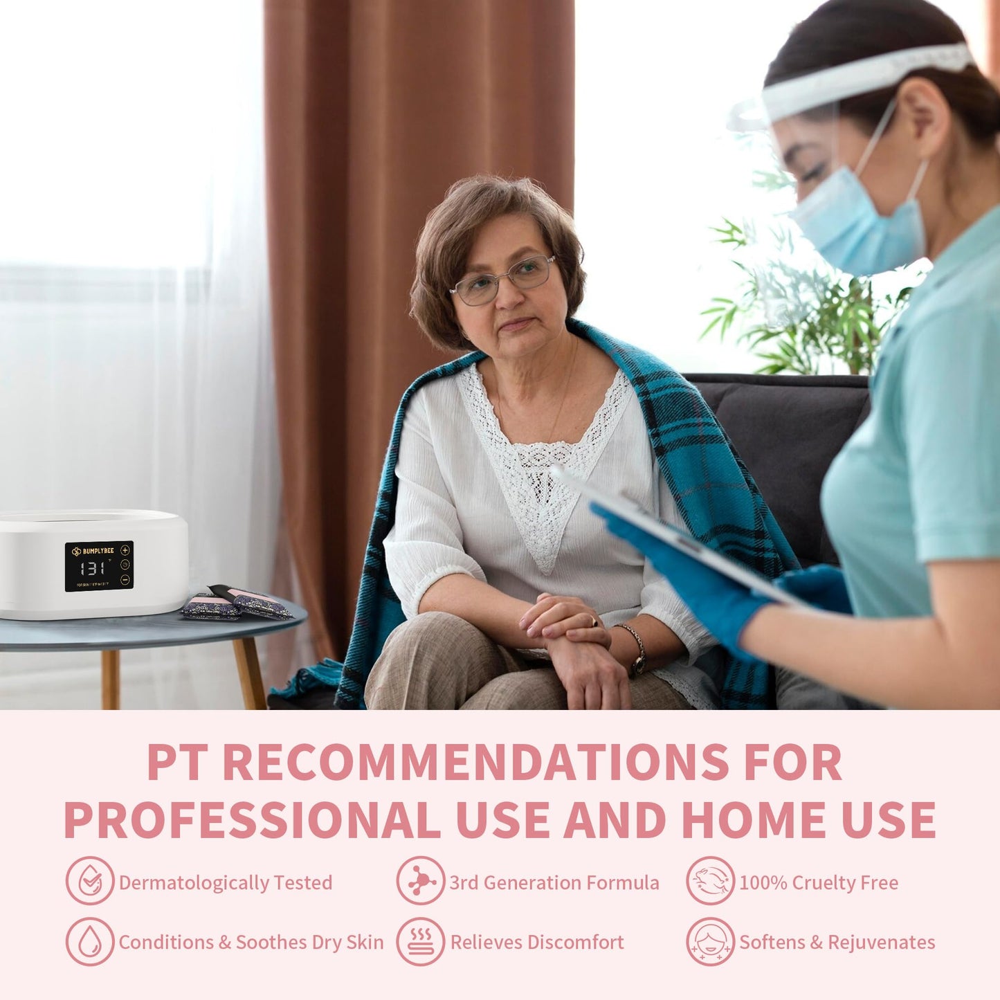 BUMPLYBEE Paraffin Wax Kit - 10 Packs Peach Scent Refills With Silicone Brush for Hands and Feet - Skin Moisturizing, Non-Greasy, Easy-Peeling