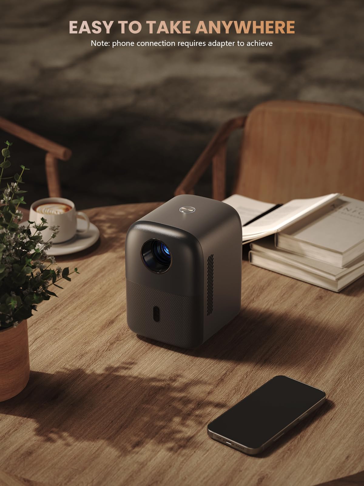 [Electric Focus] GROVIEW Mini Projector Bluetooth, Fully Sealed Portable Projector, 75% Zoom & Low Noise, Movie Projector for Phone/Laptop/Stick/HDMI/USB-Gray