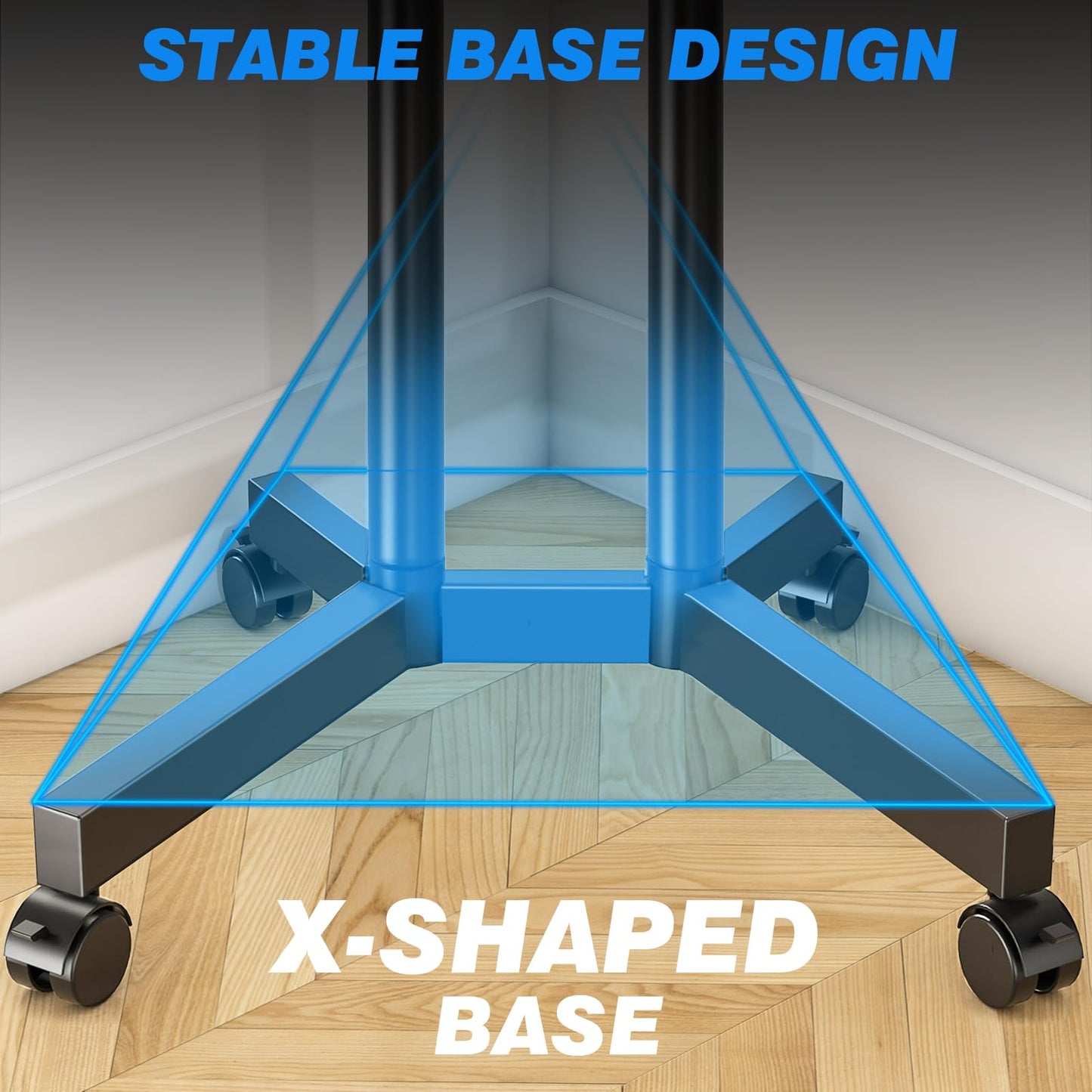 Rfiver Rolling TV Stand with Laptop Shelf, Mobile TV Stand with Upgraded Wheels for 32-75 Inch TVs, Height Adjustable Mobile TV Cart up to 88lbs, Portable TV Mount Stand for Outdoor, Home, Office