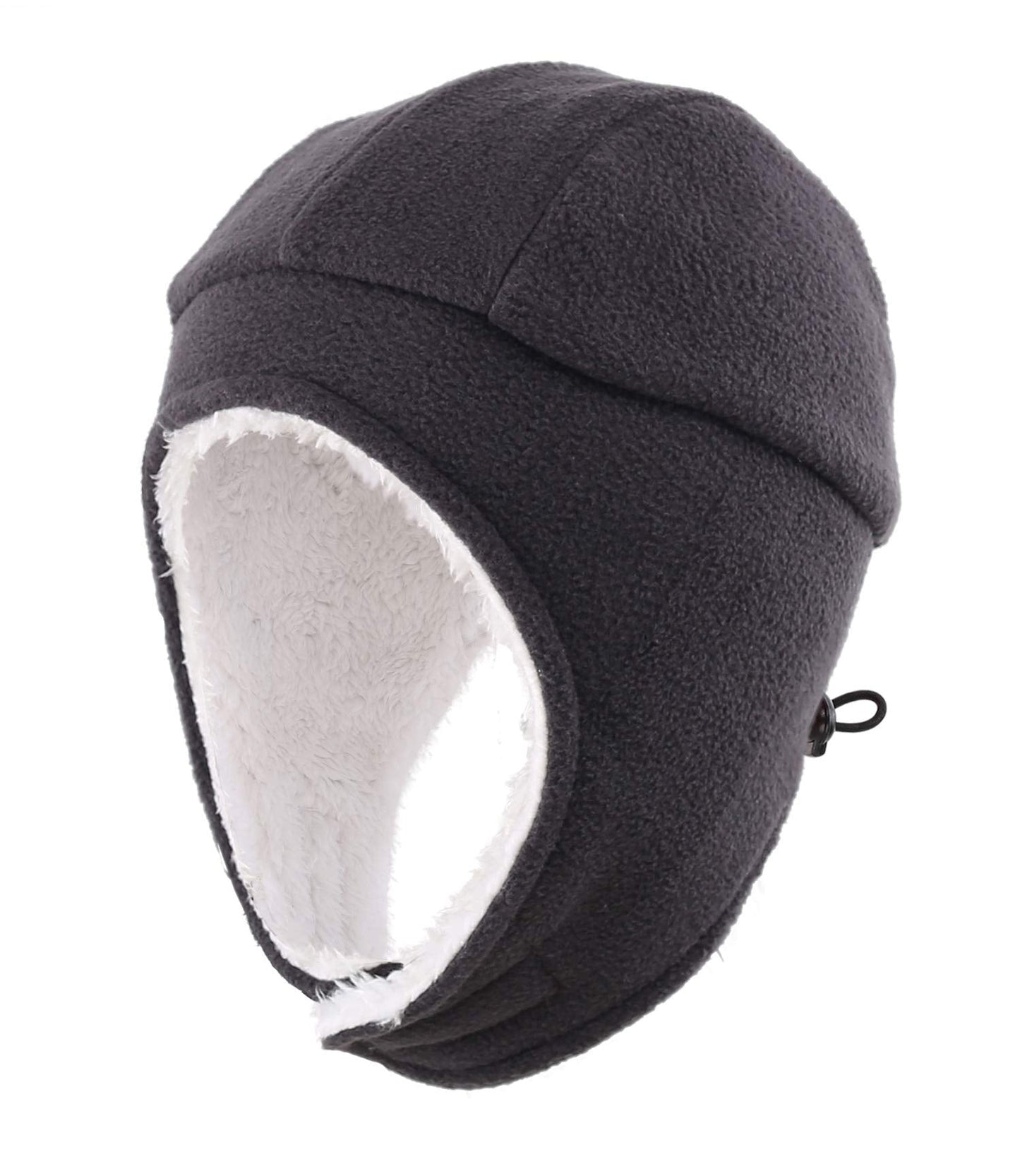 Home Prefer Little Boys Winter Hats with Earflaps Fleece Beanie Sherpa Knitted Kids Hat Dark Gray M