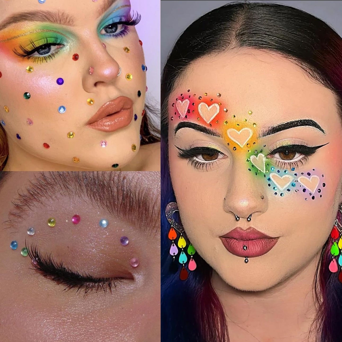 NOOEPC Face Gems Hair Gems，Self Adhesive Face Gems Rhinestones, Face Jewels Diamonds Sticky Gems for Makeup Hair Crafts Halloween Decorations