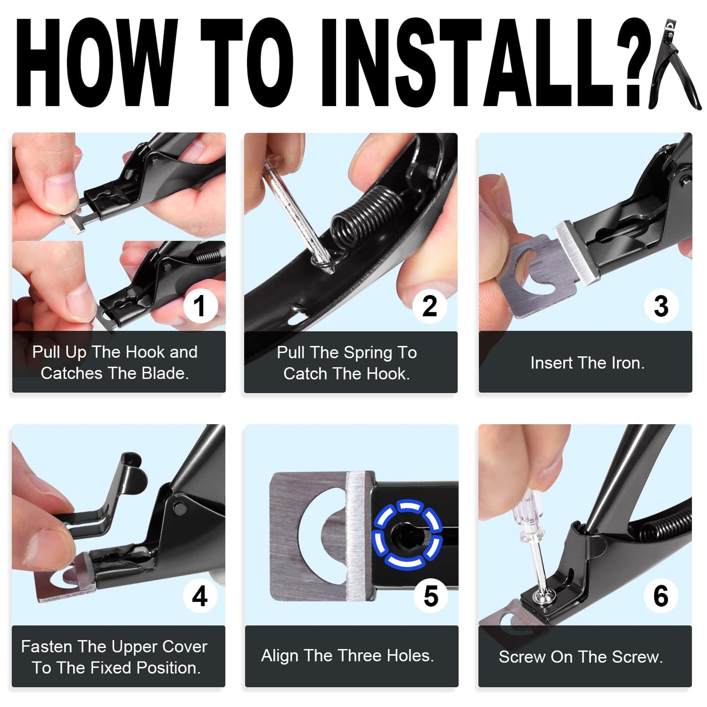 Black Premium Adjustable Nail Clippers with Magnets Sizers for Acrylic Nails, Stainless Steel Nail Cutter Trimmer for Artificial Fake False Tips Manicure Sharp Blade Clip Tool for Salon Beauty