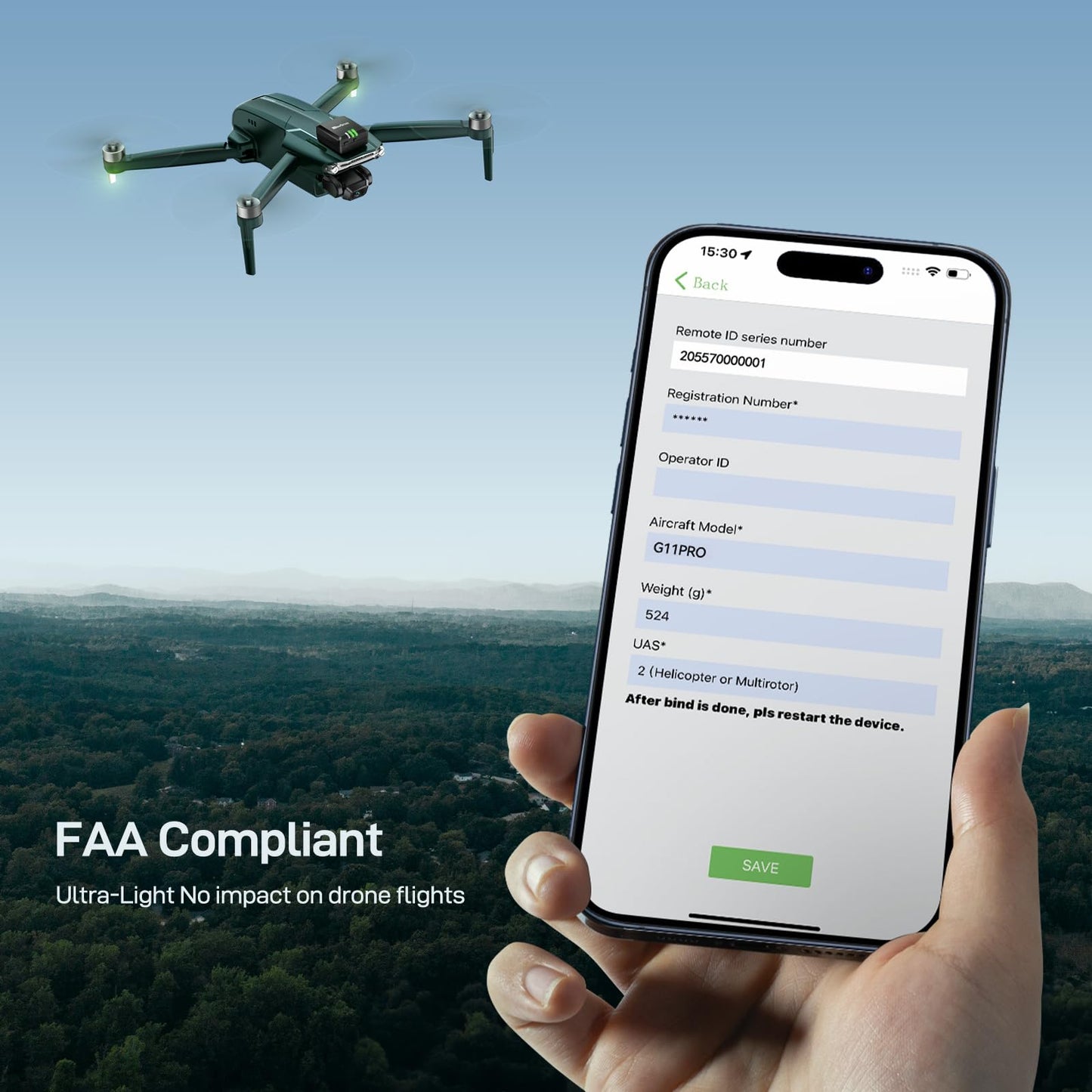 G115 Drone Remote ID Module FAA Compliant Remote Identification Broadcast Module for Drone Lightweight, 5hrs Battery Life, Spare Parts for Drones GPS Tracker for FPV Drones & RC Aircraft