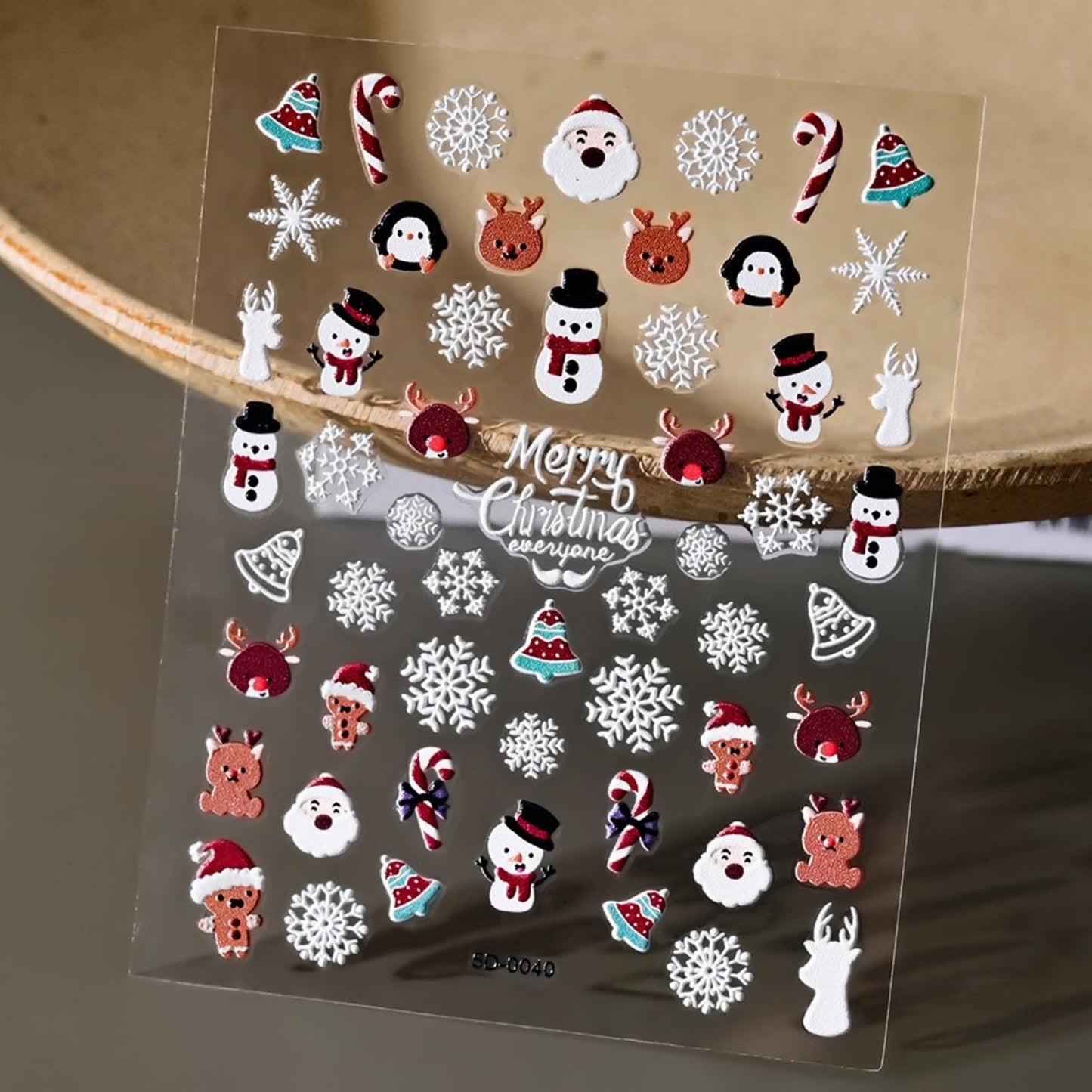 Christmas Nail Art Stickers Decals 5D Embossed Snowman Nail Stickers Self-Adhesive Snowflake Santa Claus Xmas Tree Bell Elk Nail Decals for Women Girls Winter Holiday Manicure DIY Nail Supplies