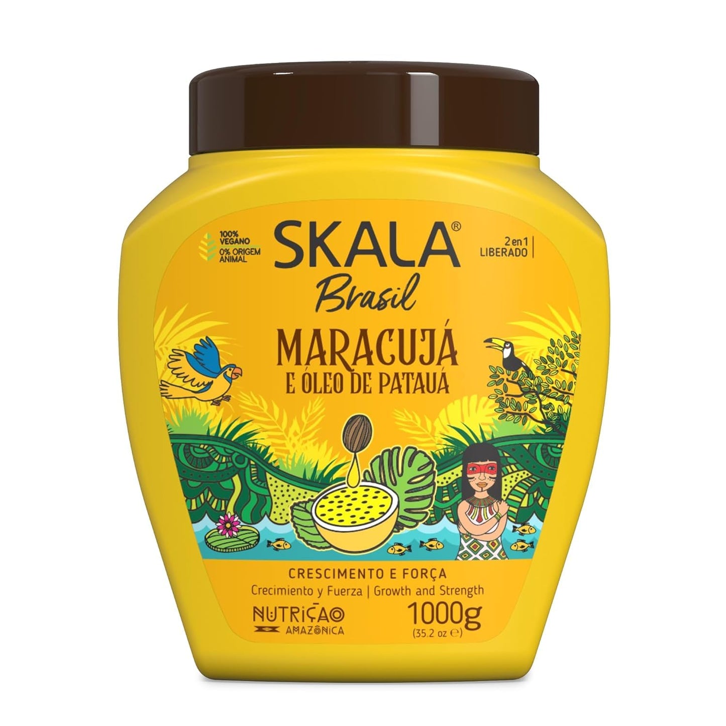 Skala Brazilian Hair Care Kit – 4 Pieces: Maracujá Shampoo & Conditioner 325ml Each + Blue Mais Cachos 35.2 oz + Maracujá 35.2 oz + Mais Crespos + Color Care Packet Packet + Free Comb (Color May Vary)