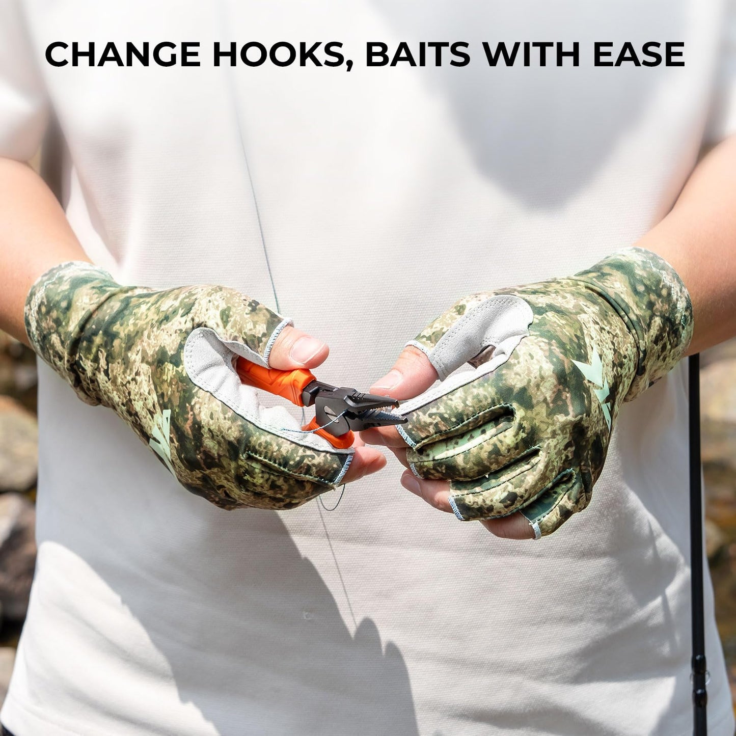 KastKing La Sal Fishing Gloves UPF50+ Sun Gloves UV Protection Fingerless Gloves Men Women for Outdoor, Kayaking, Rowing, Paddling, Canoeing, Hunting