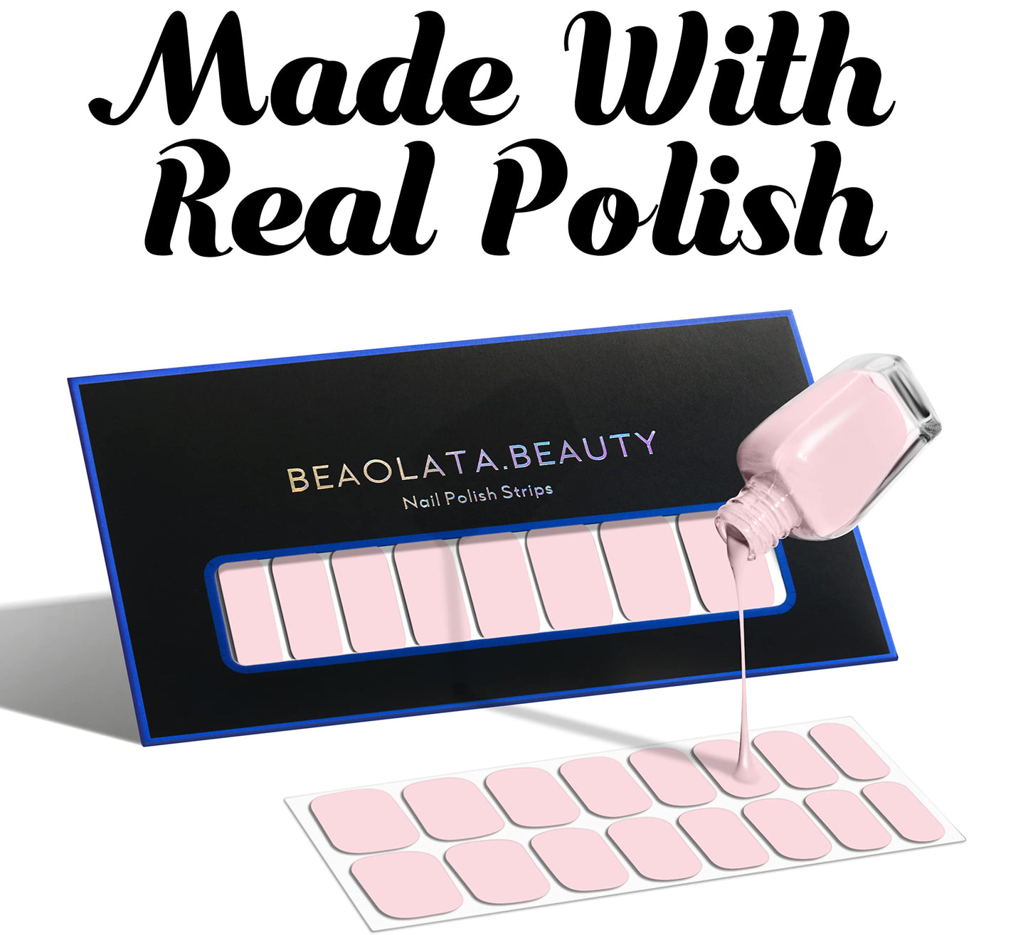 Beaolata Nail Polish Strips, 32PCS Salon Quality Wraps, Long Lasting Gel Nail Stickers for Women Easy Apply& Remove (Blue&White)