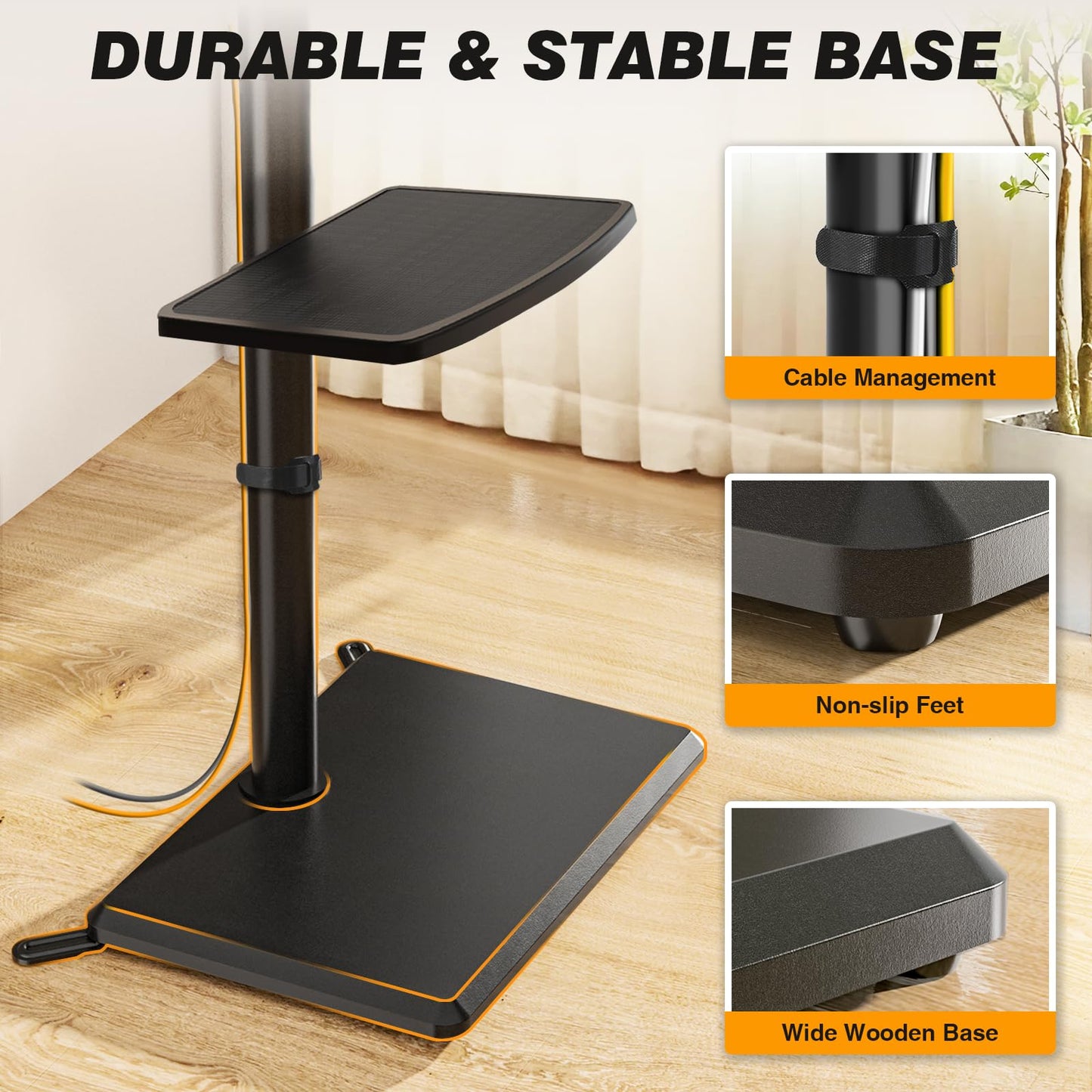 5Rcom Floor TV Stand with Mount for 32-60 inch TVs, Swivel and Height Adjustable Floor Standing TV Stands with Wood Base, Tall TV Stand with Shelf up to 88 lbs for Living Room, Bedroom and Corner