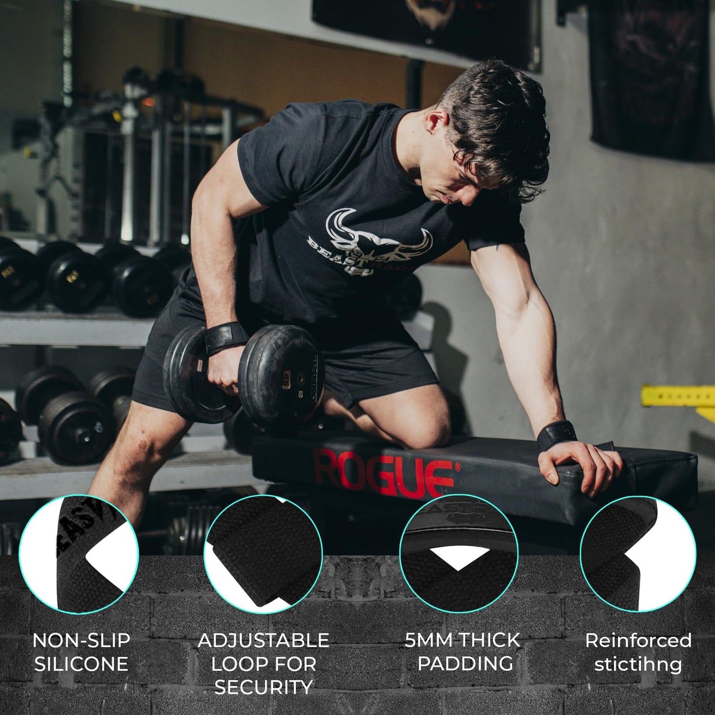 BEAST RAGE Lifting Straps for Weightlifting, Weight Lifting Straps Gym Power Workouts Lifting Wrist Straps Padded Cotton Men Women Support Lifters Deadlift Straps Hard Pull Exercise Straps (Black Gel)