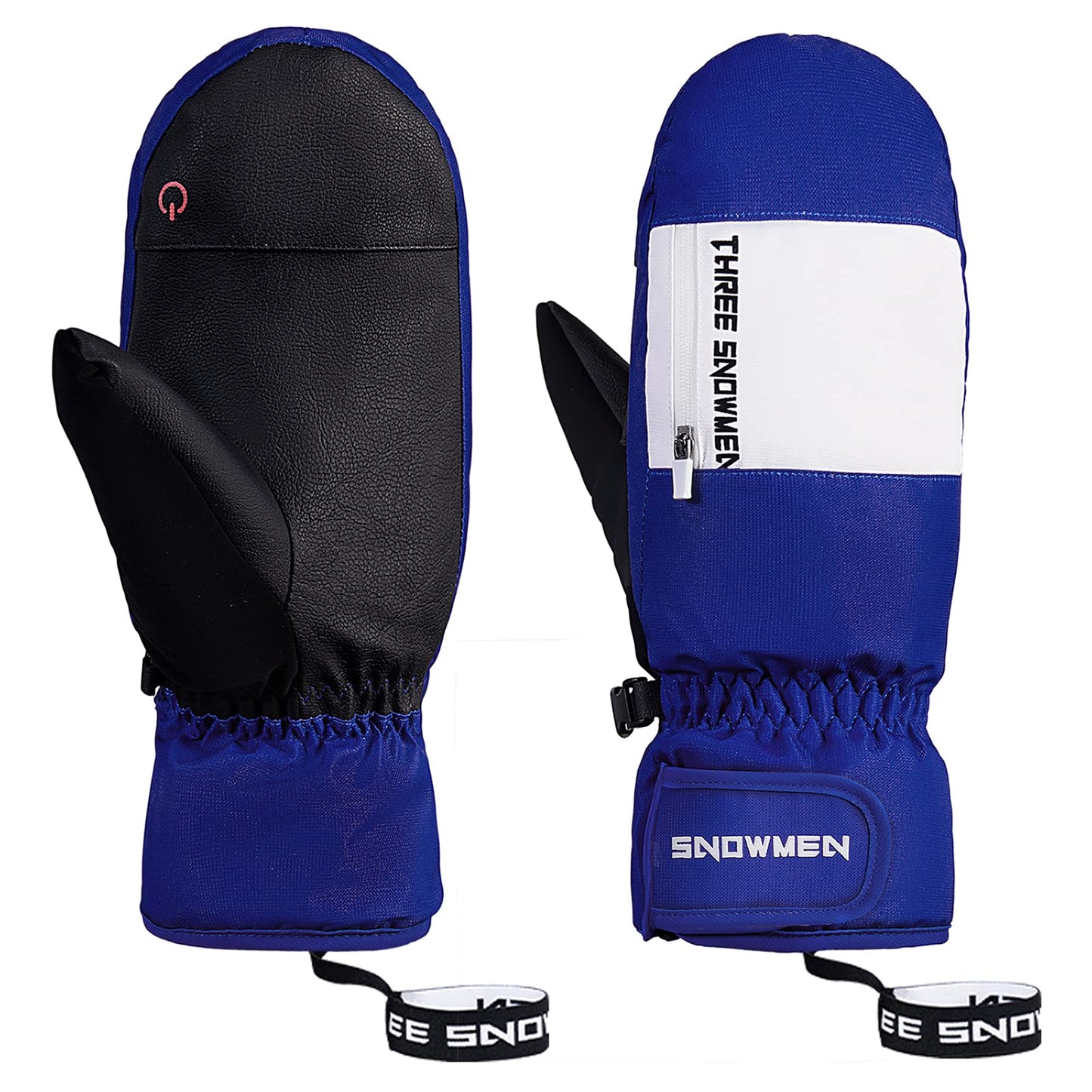 American Trends Ski Mittens for Men Women Waterproof Warm Winter Gloves for Cold Weather Touchscreen Ski Gloves for Women Blue White XL