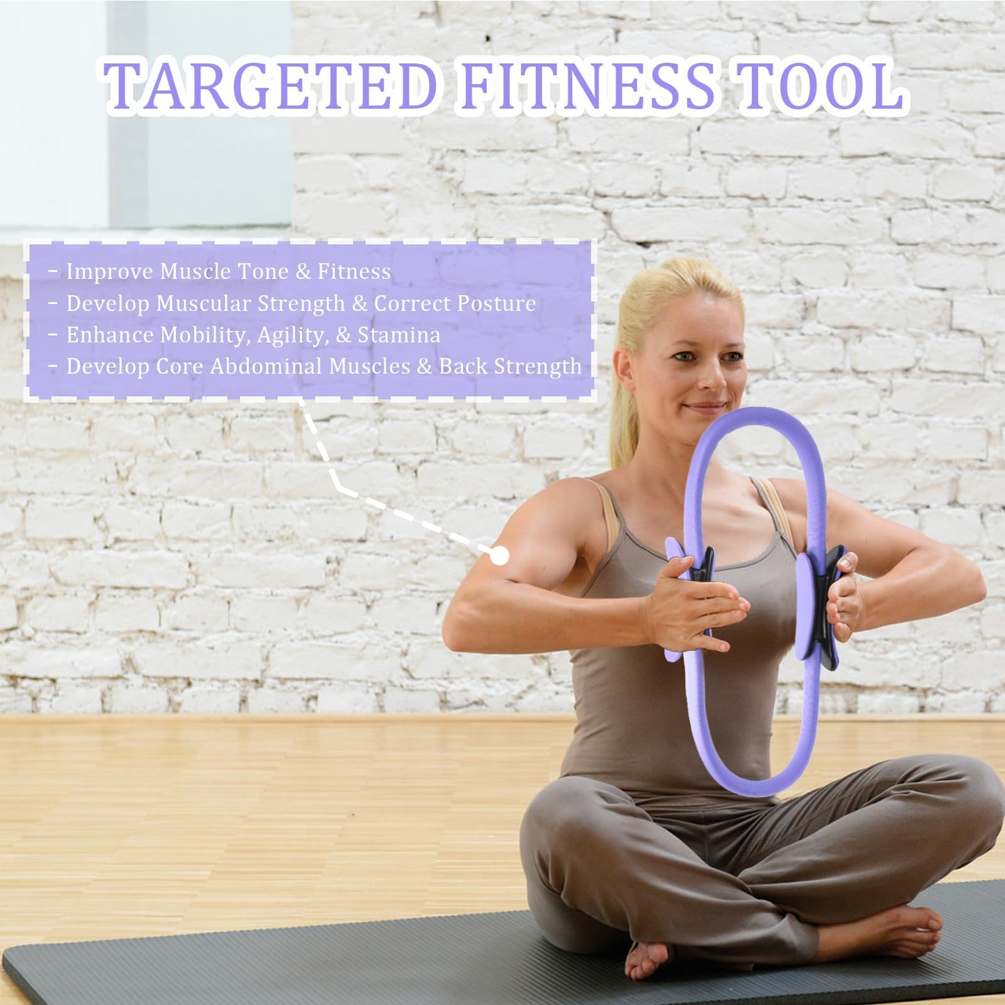 Gavigain Yoga Circle 4 Color Double Grip Yoga Pilates Ring Resistance Circle Portable Fitness Circle for Thigh and Leg Fitness Muscle Lines (Purple)
