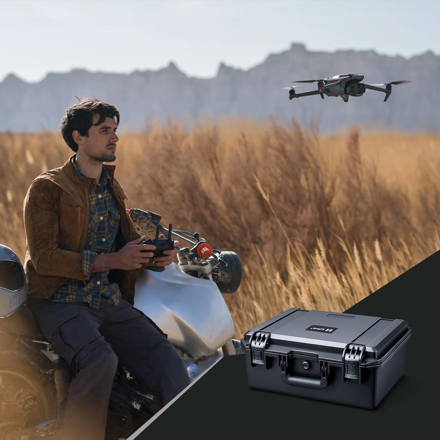 Lykus PVC1 Waterproof Hard Case with Padded Dividers for Cameras, Lenses, Dual DJI Mavic/Air/Mini drones