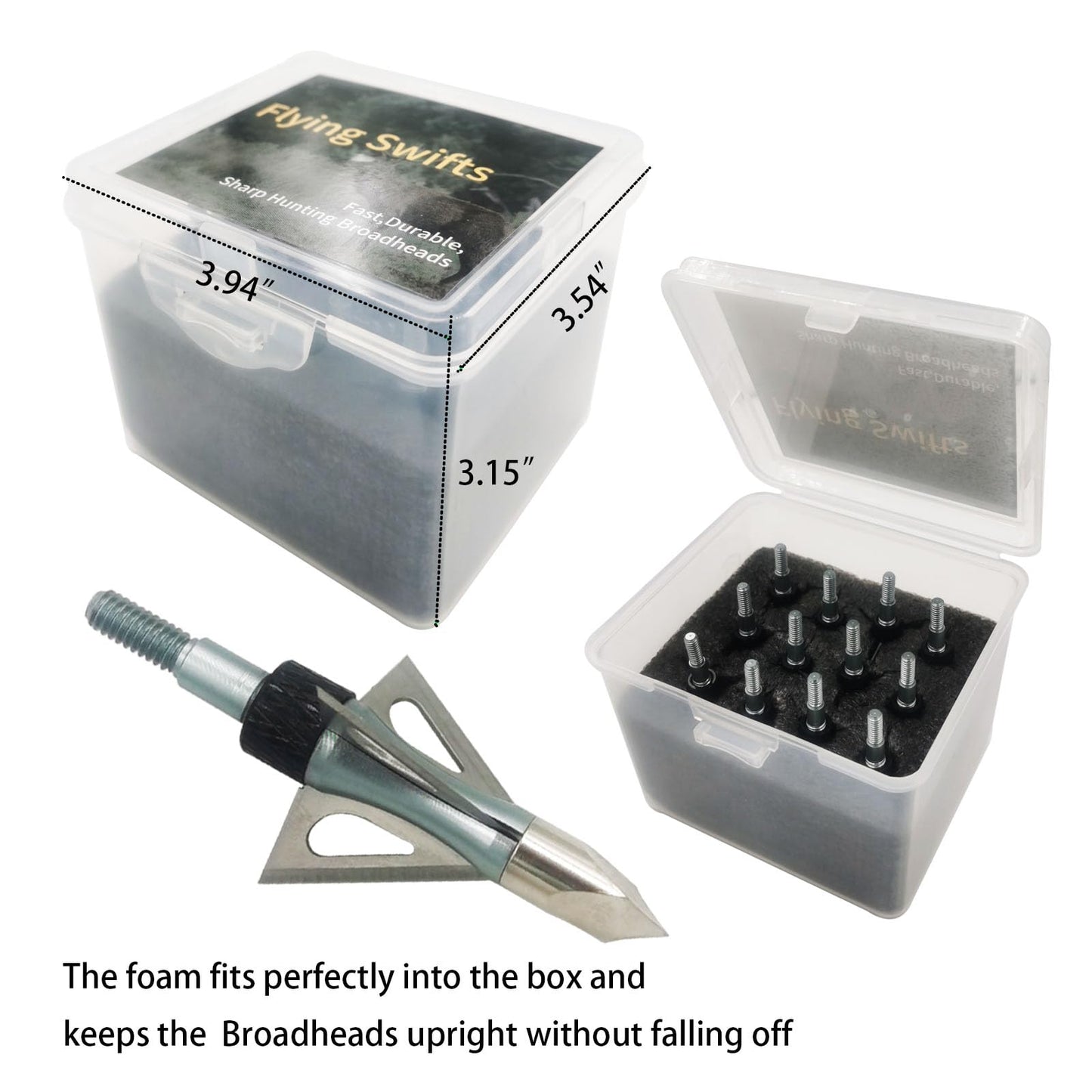 Flying Swifts Hunting Broadheads 3 Blades Archery Broadheads 100or125 Grain 12PK Screw-in Arrow Heads Arrow Tips Compatible with Traditional Bows and Compound Bow Archery Hunting (Gray)