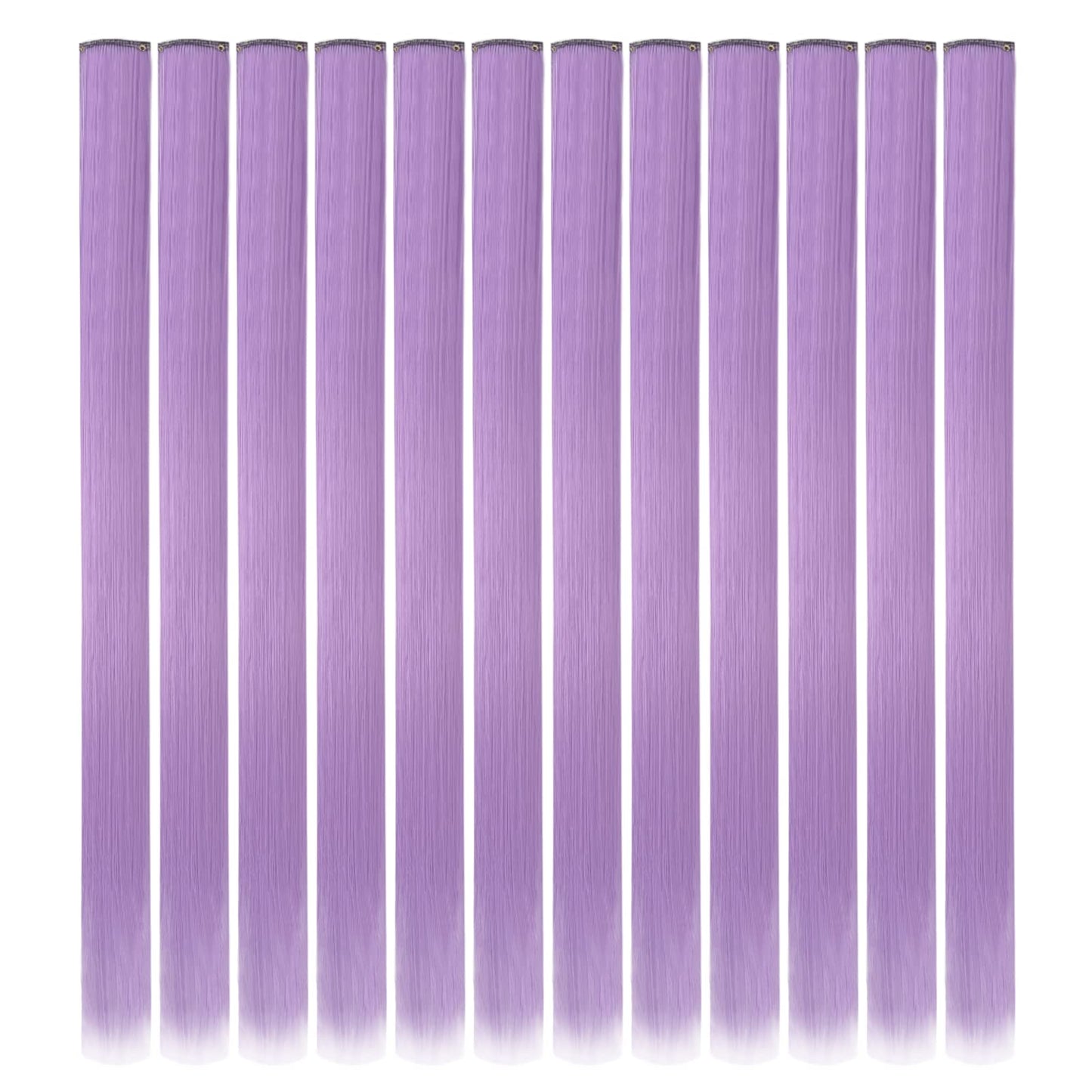 YaFex 12 Pcs Clip in Hair Extensions, 22 Inch Colored Hair Extensions Party Highlights Long Straight Synthetic Hairpieces for Women Kids Girls (Light Purple)