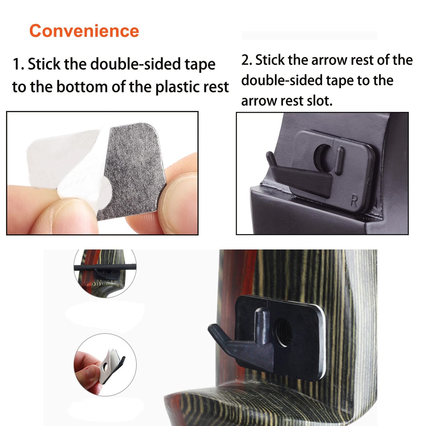 SOPOGER 6pcs Plastic Arrow Rest Black Recurve Bow Arrow Rest Adhesive Back Hunting Shooting Targeting Accessory for Right or Left Hand (Left Hand)