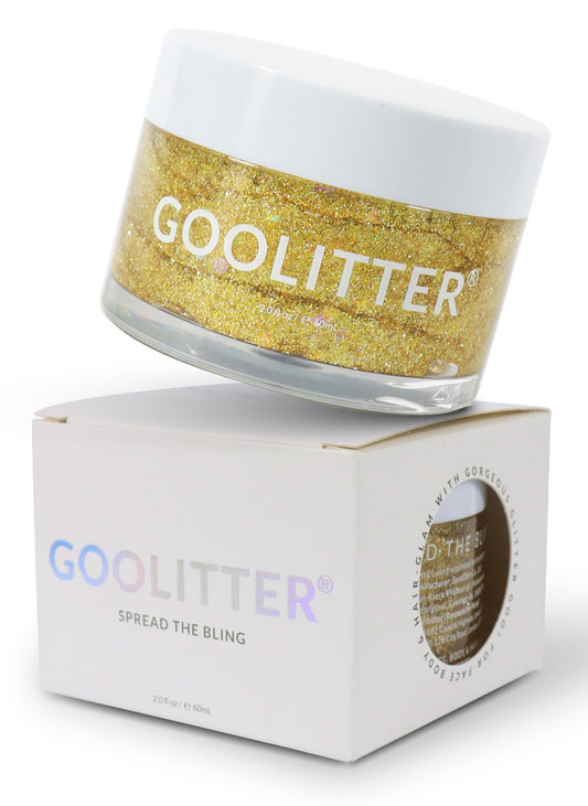 Goolitter Face, Body & Hair Holographic Gold Glitter Gel [Pharaoh Gold] 2oz (60mL) | Fine | K-Beauty | Halloween, Festival, EDM, Rave, Party, Concert, Costume Makeup | Vegan, Cruelty Free