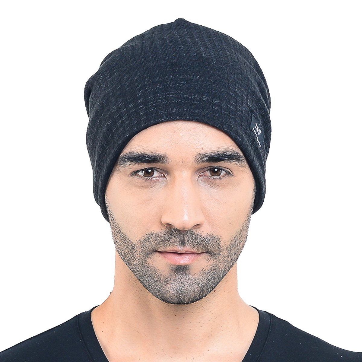 Men Slouch Hollow Beanie Thin Summer Cap Skullcap B018h (Black)